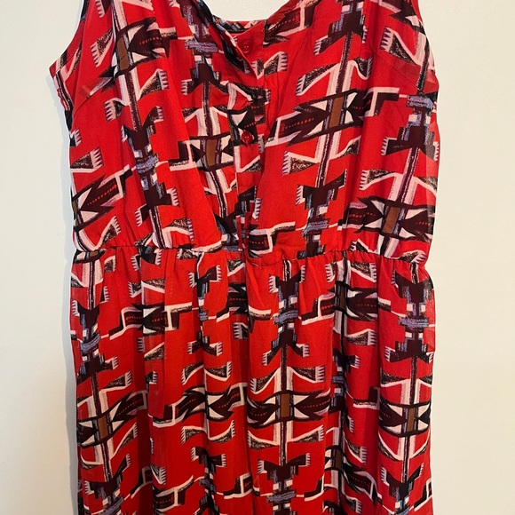 Angie Dresses & Skirts - Red Geometric Patterned Dress